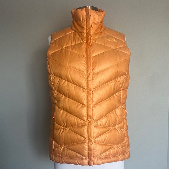 The North Face Aconcagua Down Vest 550 Orange Sherbert Nasturtium Gilet Smal - Picture 1 of 11
